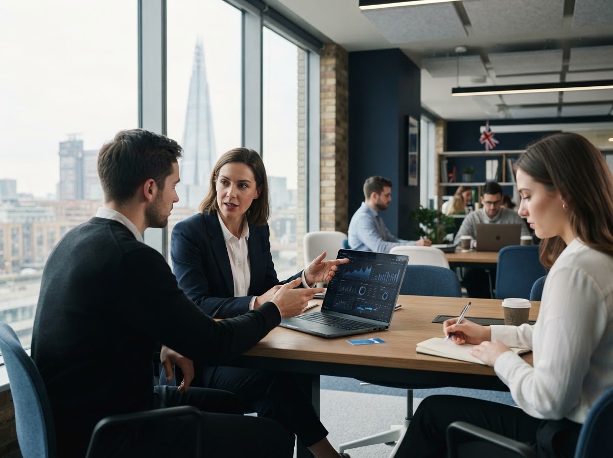 Google Finance Ai institutional team reviewing portfolio data on screen